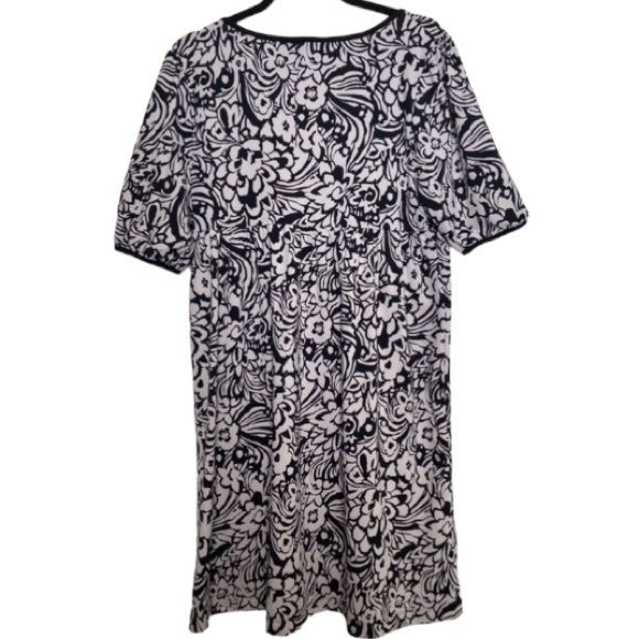 INC International Concepts Black and White Faux Wrap Floral Print Dress - Picture 2 of 3